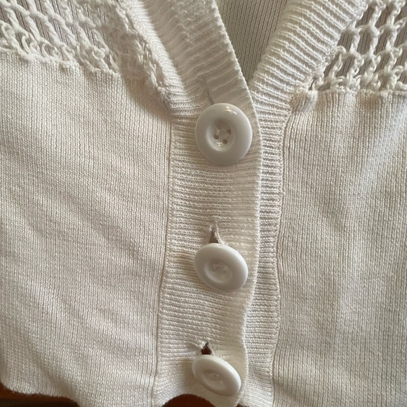 Candies Ivory Crochet Cardigan Junior size L or XS women - Picture 2 of 8